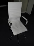 Contemporary Style Executive Swivel Chair (White Faux Leather & Chrome)