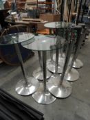 *Ten Circular Plate Glass Poseur Tables on Chrome