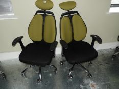 Pair of Contemporary Style Office Chairs (Lime Green & Black)