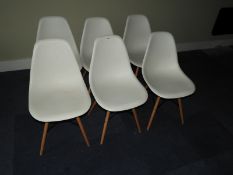 Six Eiffel Style Plastic Tub Seats on Beech Legs