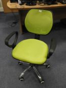 Contemporary Style Office Chair in Lime Green, Chrome & Black Finish