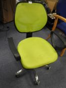 Contemporary Style Office Chair in Lime Green, Chrome & Black Finish