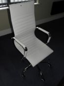 Contemporary Style Executive Swivel Chair (White Faux Leather & Chrome)