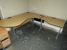 Two Piece Corner Desk 205x220cm (Light Oak & Silver Finish)