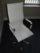 Contemporary Style Executive Swivel Chair (White Faux Leather & Chrome)