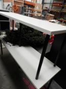 *Two White Topped Tables on Tubular Legs