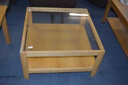 Glass Topped Beech Coffee Table