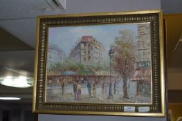 Oil on Board - Parisian Street Scene