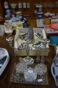 Cut Glass Dressing Table Set and a Part Viners Set