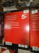 Five Pack of Photo Copier Film Paper Backed Transp