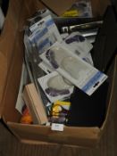 Box of Miscellaneous Items Including Scissors, Pho