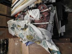 Assorted Cut Lengths of Fabric, Ready Made Curtain