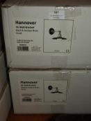 *Two Hanover Black & Antique Brass Wall Lights