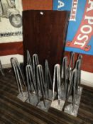 *Three Dark Wood Rectangular Tables on Wrought Iro