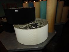 *Two Black and One Cream Cylindrical Glass & Fabri