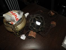 *Decorative Fishing Net, Float and Brass Cauldron