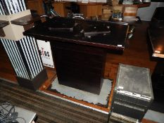 *Square Dark Wood Poseur Table with Dual Ice Bucke