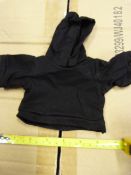 Box of 500 Large Black Hoodies for Teddies and Dol