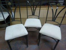Three Metal Framed Upholstered Chairs