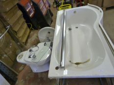 Bathroom Set Including; Bath with Side Panel, Toil