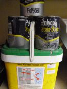 Three Tins of Stain Block and a Tub of White Mason