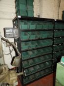 *Seven Tier Storage Unit with 70 green Plastic Sto