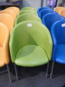 *4 Green Tub Seats on Tubular Legs with Upholstere