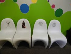 *4 White Plastic S Style Chairs