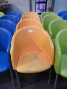 *4 Orange Tub Seats on Tubular Legs with Upholster