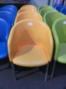 *4 Orange Tub Seats on Tubular Legs with Upholster