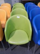 *4 Green Tub Seats on Tubular Legs with Upholstere