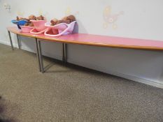 *Pair of Pink Topped Steel Framed Benches