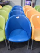 *4 Blue Tub Seats on Tubular Legs with Upholstered