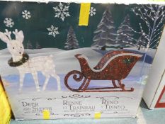 *Illuminated Deer & Sleigh Festive Decoration