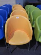*4 Orange Tub Seats on Tubular Legs with Upholster