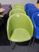 *4 Lime Green Tub Seats on Tubular Legs with Uphol