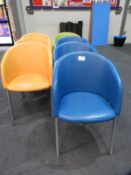 *3 Orange, 3 Blue & 1 Green Tub Seats on Tubular L