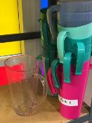 *Plastic and one glass water jugs