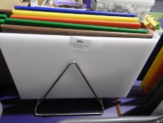 *6 Assorted Polythene Chopping Boards in Rack