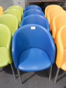 *4 Blue Tub Seats on Tubular Legs with Upholstered