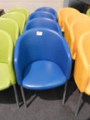 *4 Blue Tub Seats on Tubular Legs with Upholstered