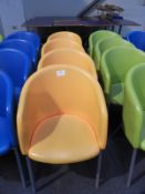 *4 Orange Tub Seats on Tubular Legs with Upholster