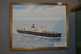 Framed Oil on Board - Cargo Liner Duquesa signed R