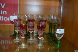 Small Collection of Coloured Hock and other Glasse