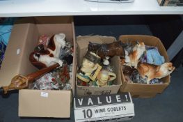 Box Containing Glassware, Pottery, Basset Hound Et