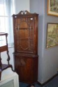 Mahogany Effect Corner Cupboard with Glazed Front
