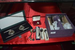 Pair of Silver Plated Goblets & Misc Items includi
