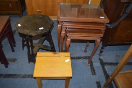Nest of Three Tables, Small Carved Side Table and