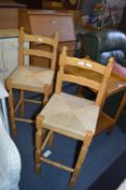 Pair of Kitchen Chairs with Wicker Seats