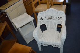 White Lloyd Loom Style Bedroom Chair, and Linen Bi